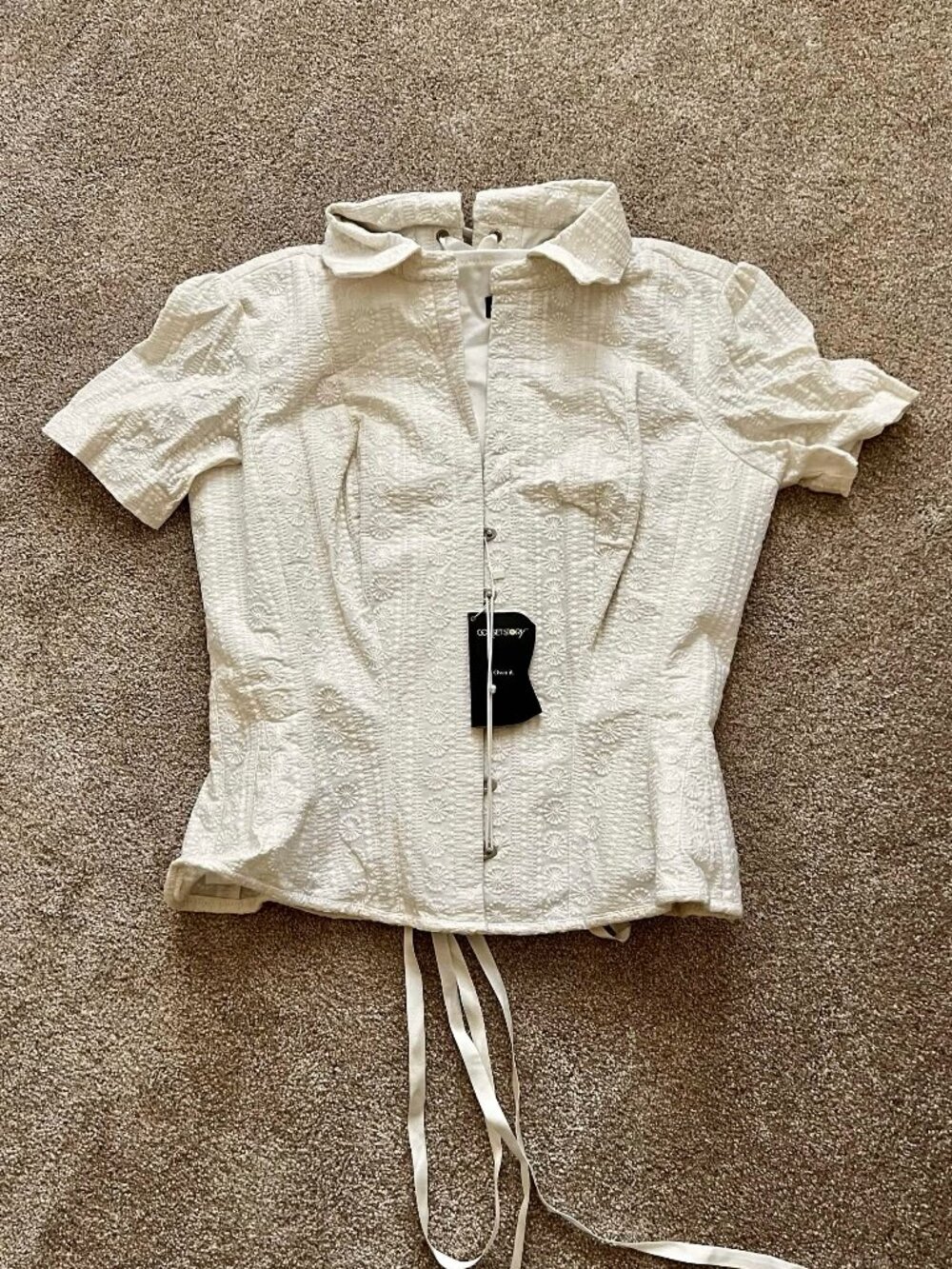 Corset Story - Short Sleeved White Cotton Corset Shirt